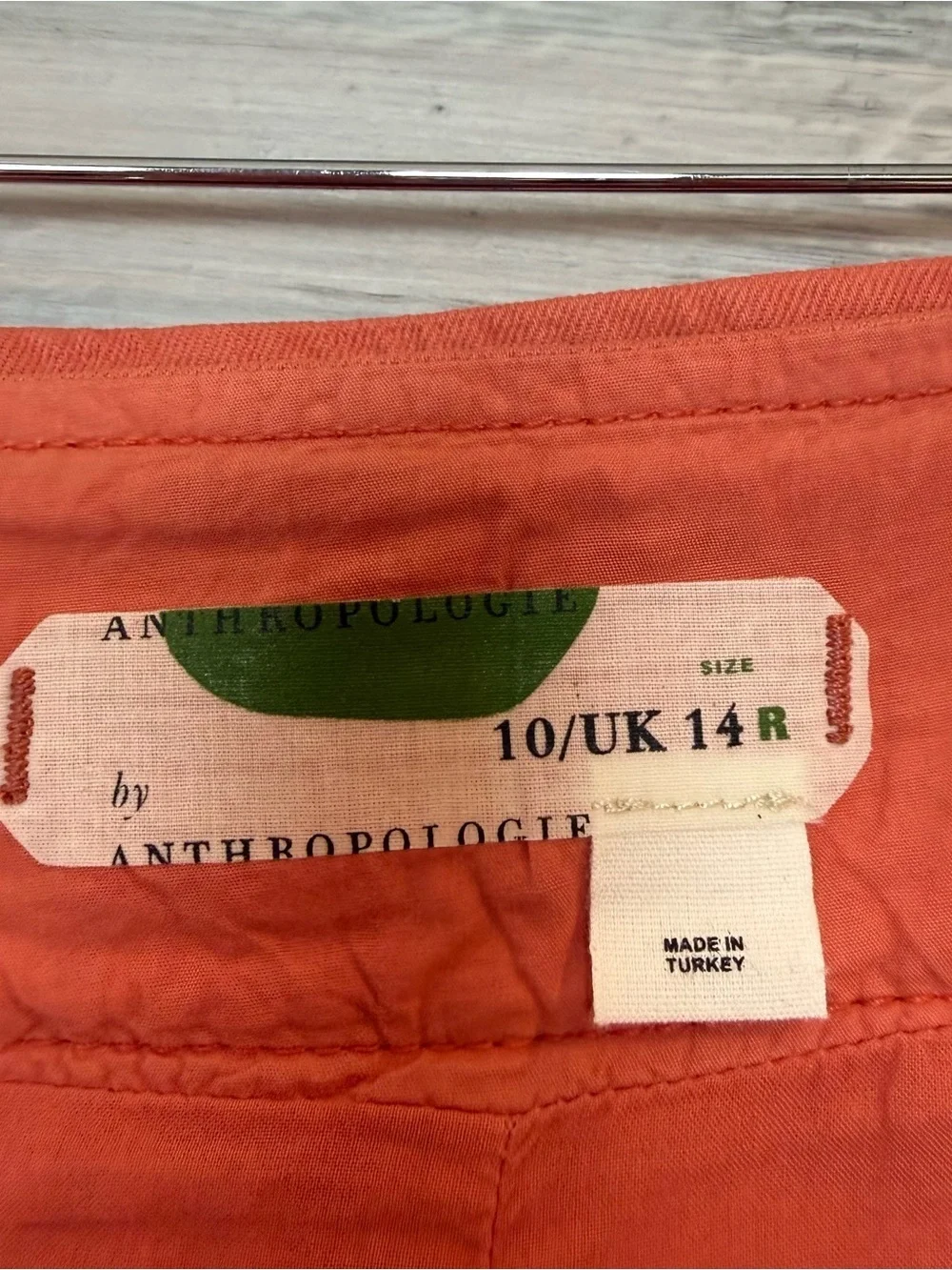 Anthropologie Orange Linen-Blend Cargo Utility Mini Skirt size 10